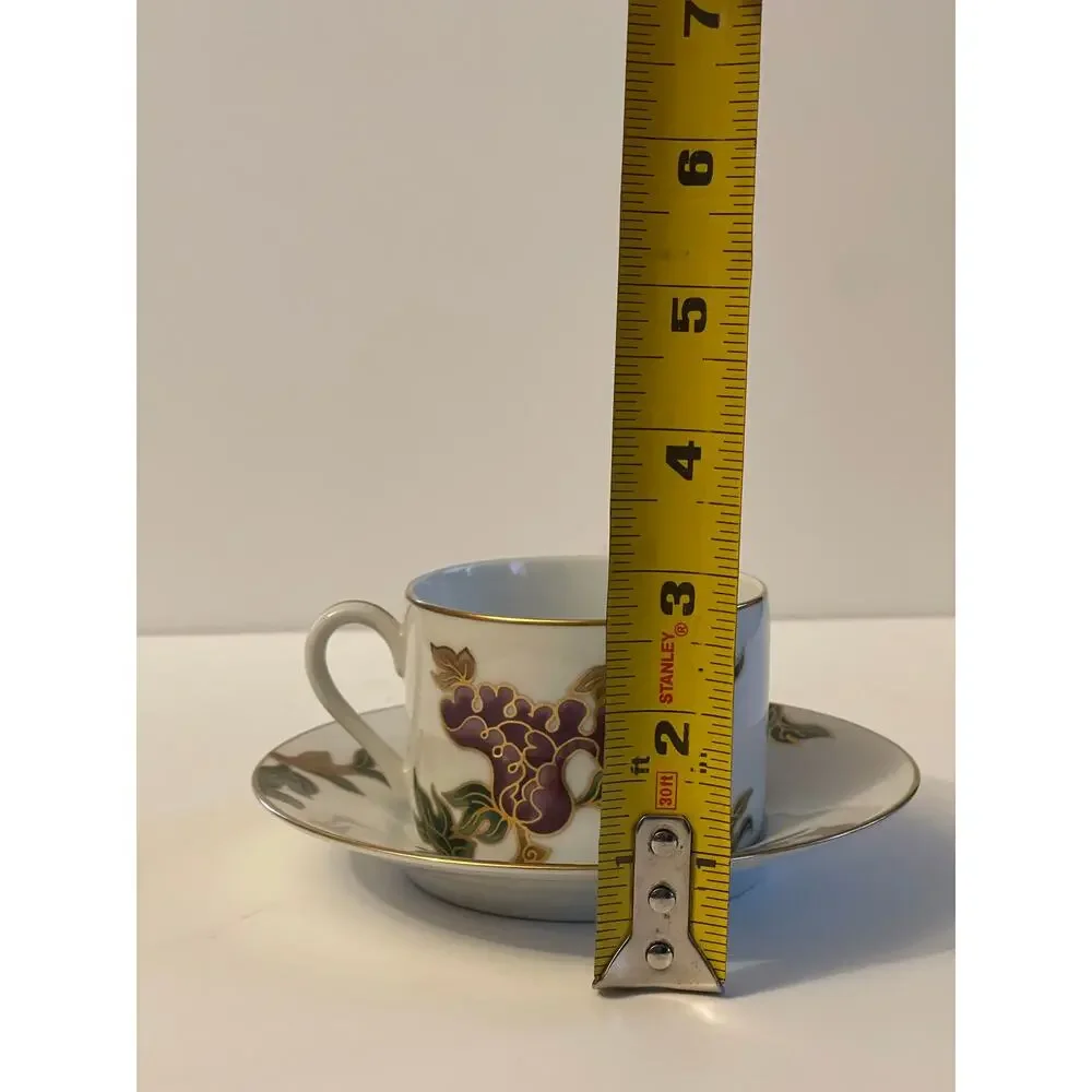 Cloisonne Peony White by FITZ & FLOYD Cup & Saucer